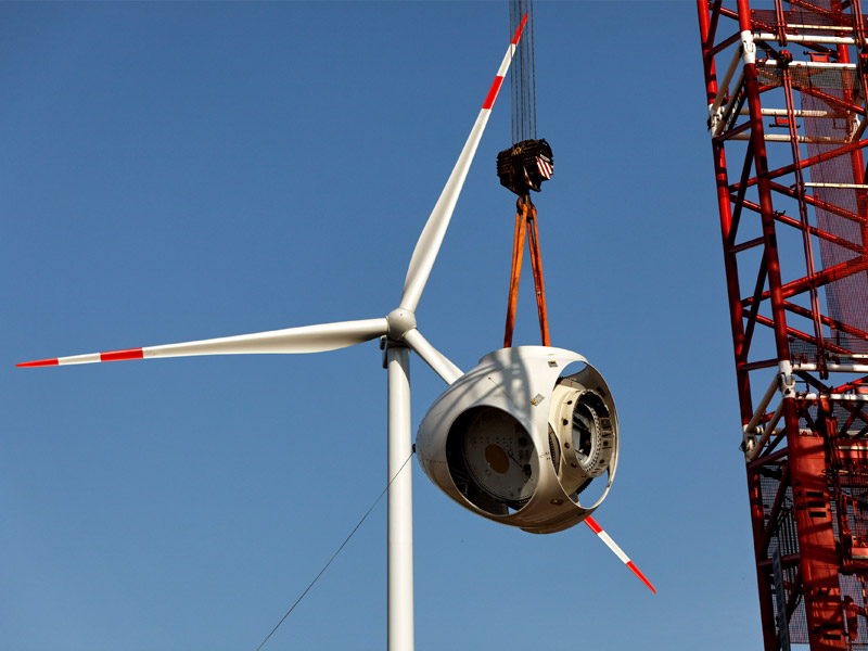 Construction of a wind power plant.